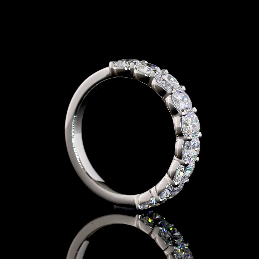 Platinum Half Eternity Band with North-South Prong Set Cushion Brilliant Lab Diamonds - 1.87 Carat Total Weight, E-F Color VS1 Clarity - Covaloro Fine Jewelry - Image 3