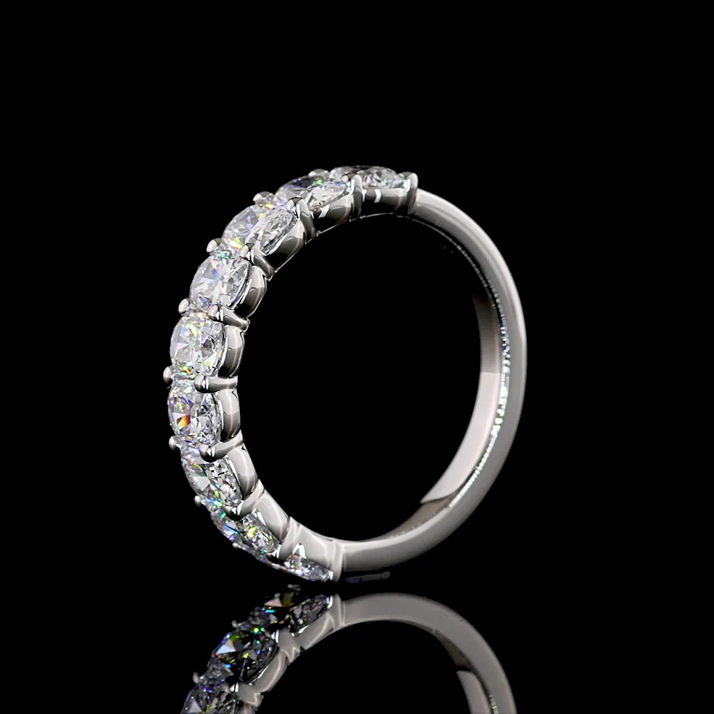 Platinum Half Eternity Band with North-South Prong Set Cushion Brilliant Lab Diamonds - 1.87 Carat Total Weight, E-F Color VS1 Clarity - Covaloro Fine Jewelry - Image 4