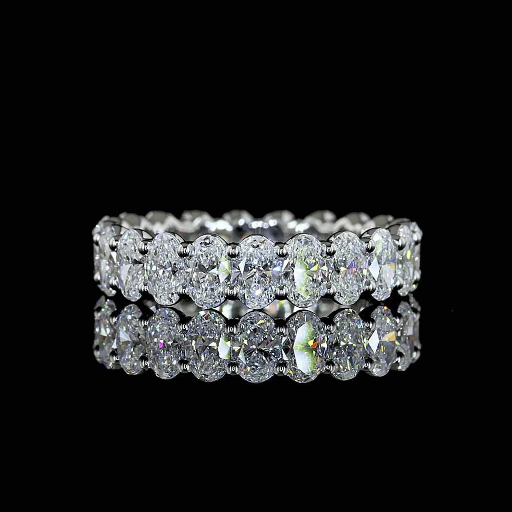 Platinum Oval Cut Lab Diamond Eternity Band - 21 Stones, 3.51 Carat Total Weight, E-F Color VS Clarity - Covaloro Fine Jewelry
