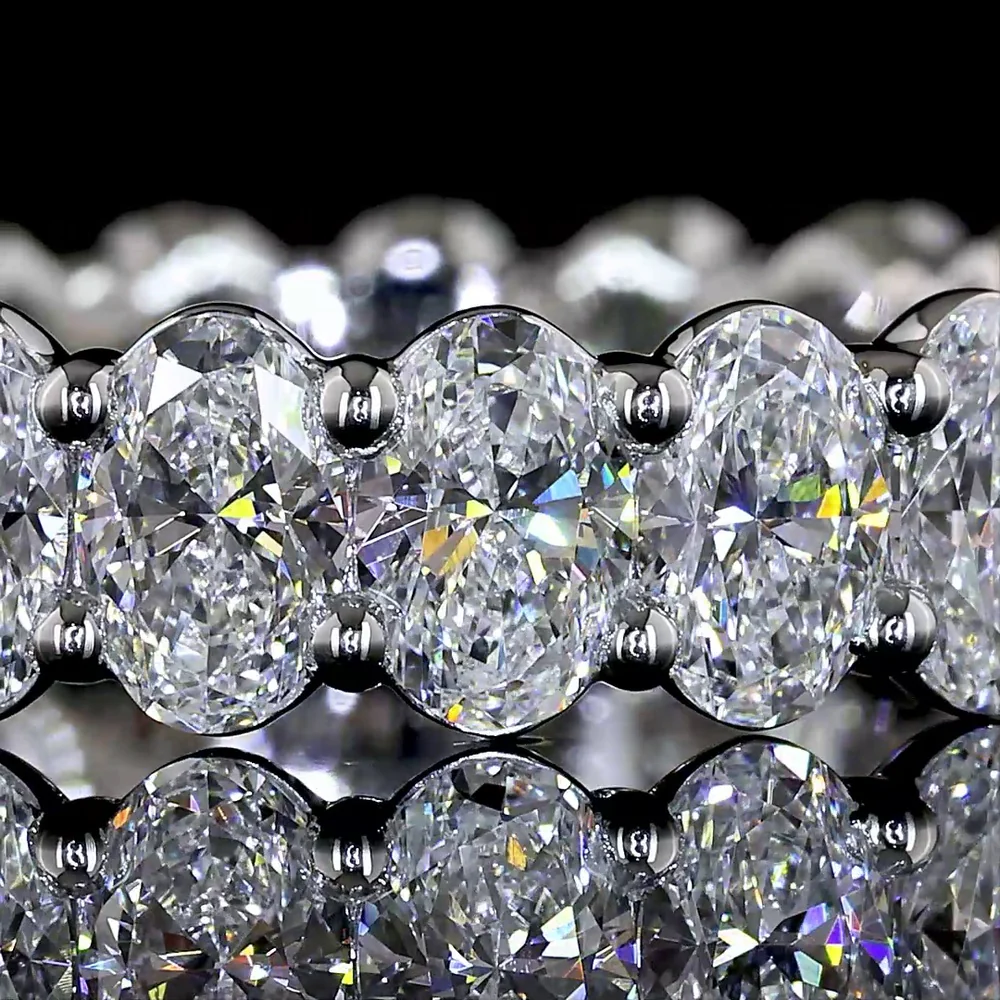 Platinum Oval Cut Lab Diamond Eternity Band - 21 Stones, 3.51 Carat Total Weight, E-F Color VS Clarity - Covaloro Fine Jewelry - Image 2