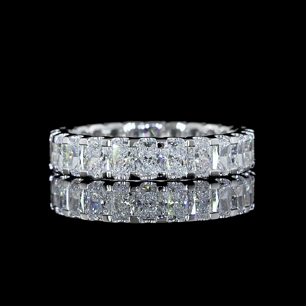Platinum Radiant Cut Lab Diamond Eternity Band - 2.57 Carat Total Weight, U-Prong Setting, E-F VS1 Clarity - Covaloro Fine Jewelry