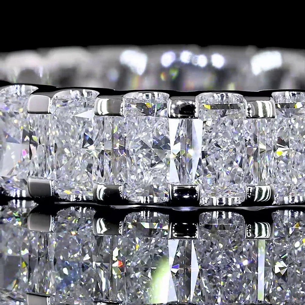Platinum Radiant Cut Lab Diamond Eternity Band - 2.57 Carat Total Weight, U-Prong Setting, E-F VS1 Clarity - Covaloro Fine Jewelry - Image 2