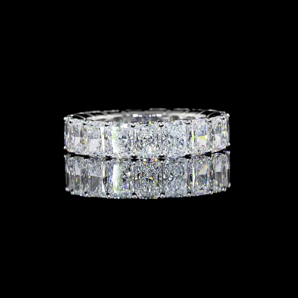 Platinum Radiant Cut Lab Diamond Eternity Band with Prong Set E-F VS Diamonds - 5.91 Carat Total Diamond Weight - Covaloro Fine Jewelry