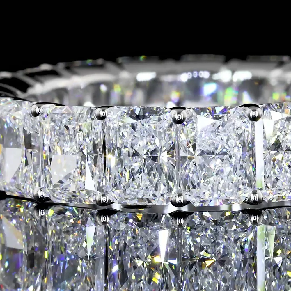 Platinum Radiant Cut Lab Diamond Eternity Band with Prong Set E-F VS Diamonds - 5.91 Carat Total Diamond Weight - Covaloro Fine Jewelry - Image 3