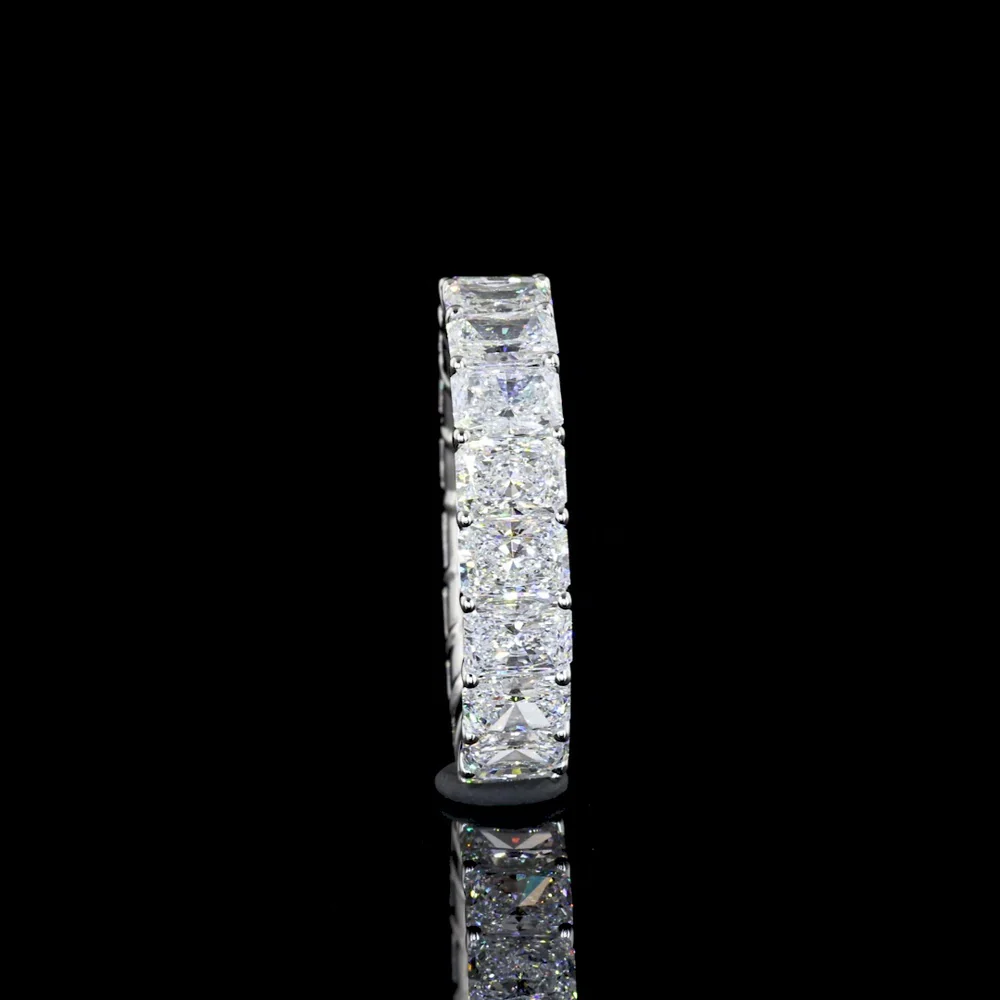 Platinum Radiant Cut Lab Diamond Eternity Band with Prong Set E-F VS Diamonds - 5.91 Carat Total Diamond Weight - Covaloro Fine Jewelry - Image 4