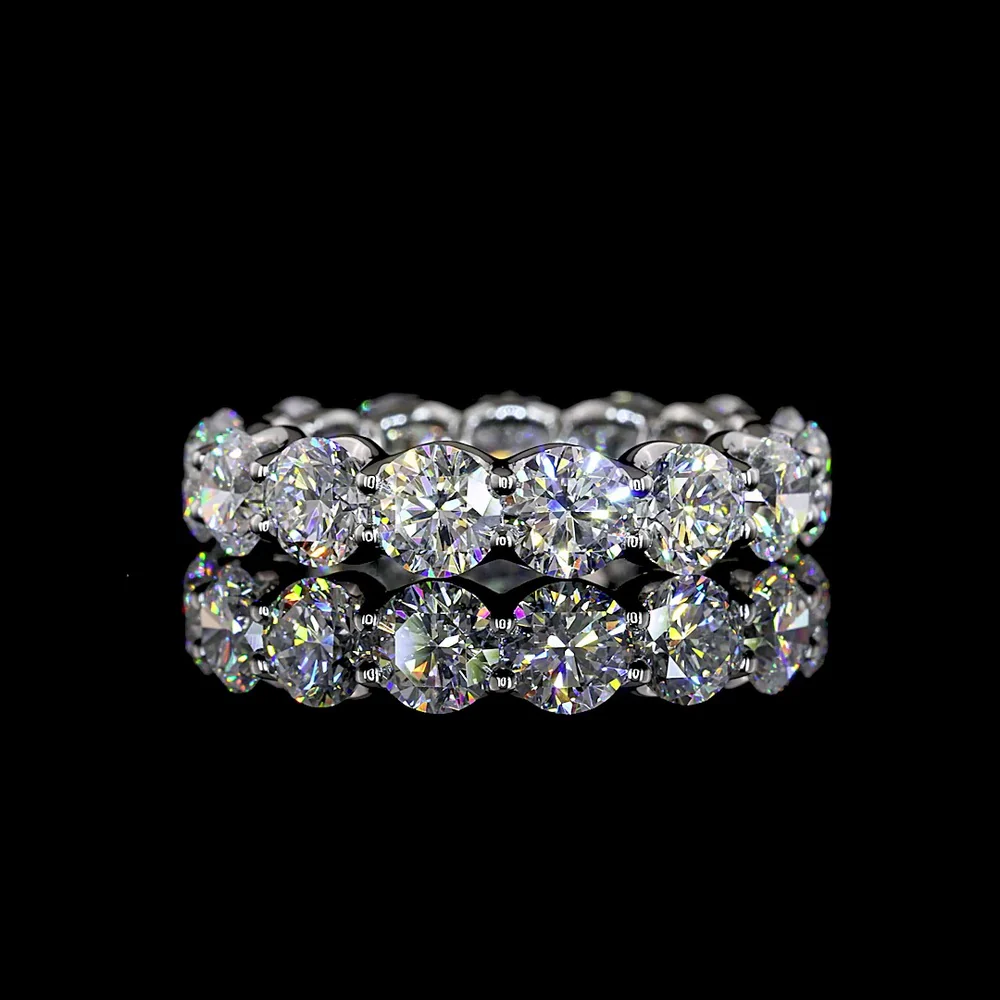 Platinum Round Brilliant Cut Lab Diamond Tennis Eternity Band - 4.31 Carat Total Weight, 15 Stones, E-F Color VS Clarity - Covaloro Fine Jewelry
