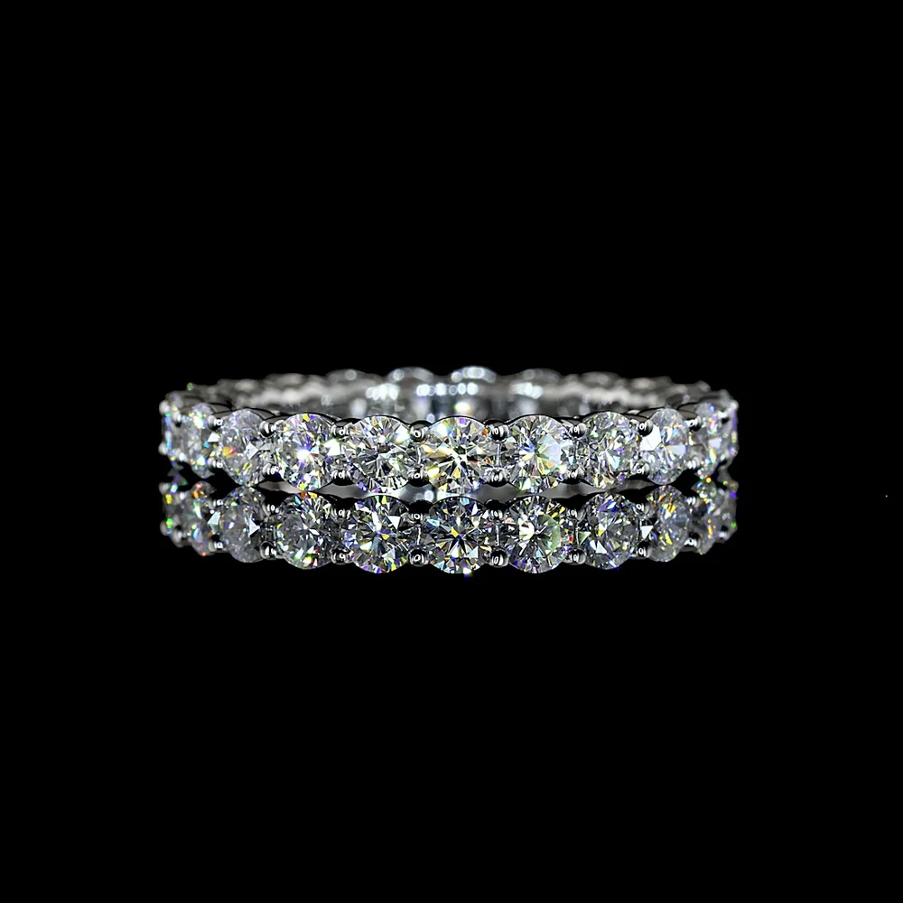 Platinum Round Cut Lab Diamond Eternity Band - 1.83 Carats Total, 23 Stones with E-F Color & VS Clarity - Covaloro Fine Jewelry