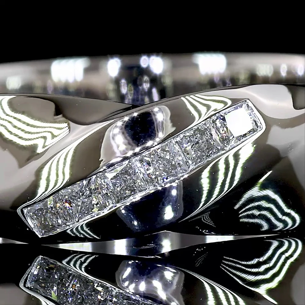 Platinum Special Eternity Band with 0.13 Carat Flush Set Princess Cut Lab Diamonds - E-F Color, VS Clarity - Covaloro Fine Jewelry - Image 2