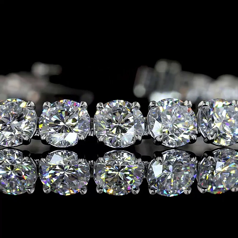 Platinum Tennis Bracelet with 36 Brilliant Cut Round Lab Grown Diamonds - 15.14 Carat Total Weight, F Color VS2 Clarity - Covaloro Fine Jewelry - Image 2