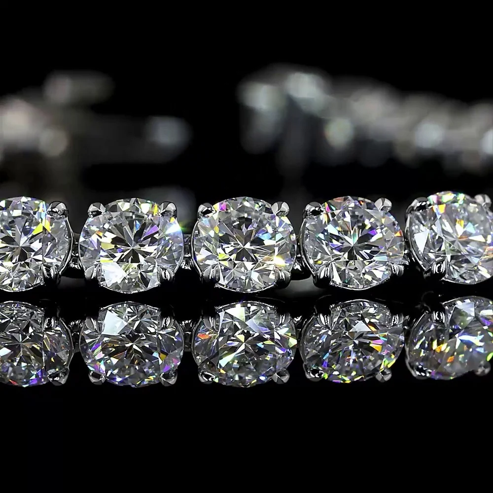 Platinum Tennis Bracelet with 40 Prong-Set Round Lab Diamonds - 12.37 Carat Total Weight, E-F Color VS2 Clarity - Covaloro Fine Jewelry - Image 2