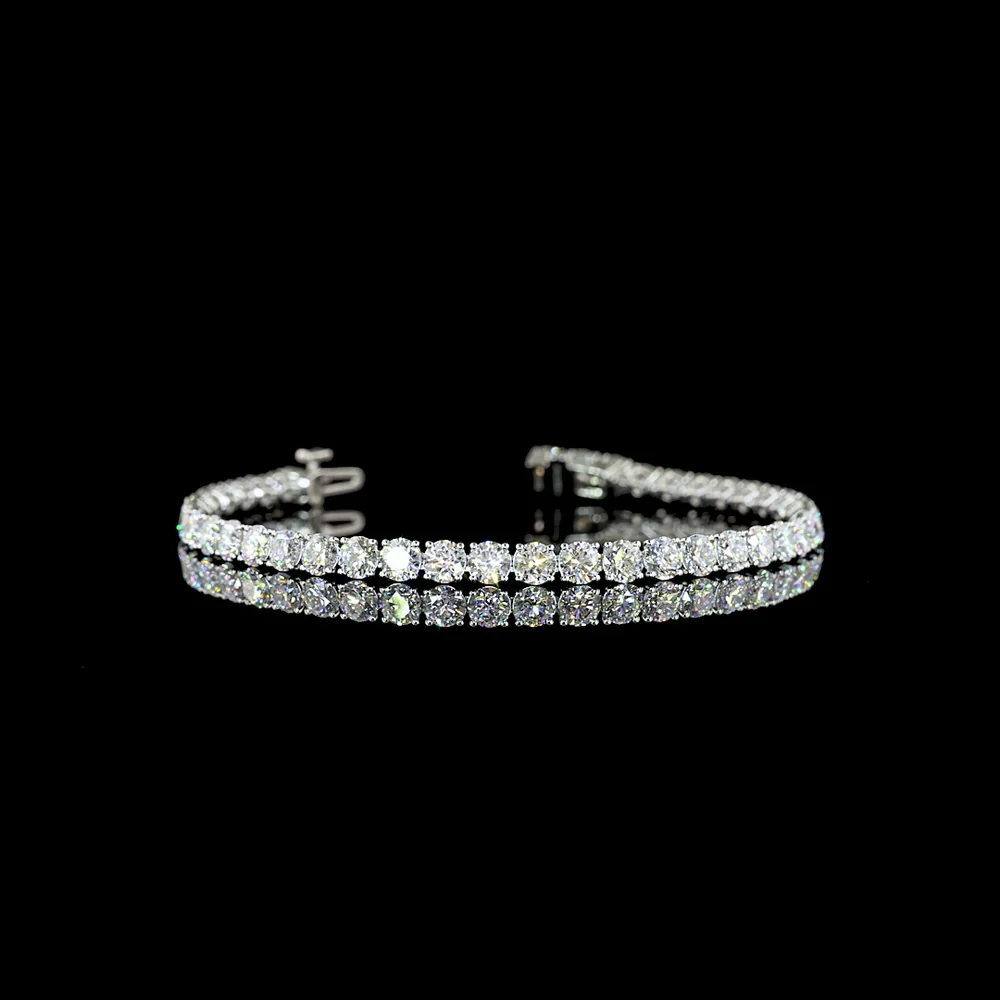 Platinum Tennis Bracelet with 42 Prong-Set Round Lab Diamonds - 8.71 Carat Total Weight, E-F Color VS Clarity - Covaloro Fine Jewelry