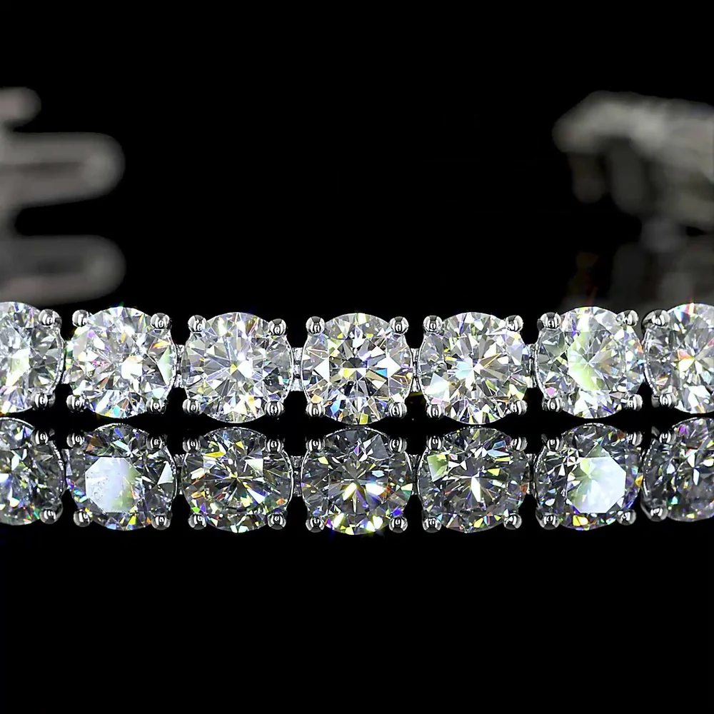 Platinum Tennis Bracelet with 42 Prong-Set Round Lab Diamonds - 8.71 Carat Total Weight, E-F Color VS Clarity - Covaloro Fine Jewelry - Image 2