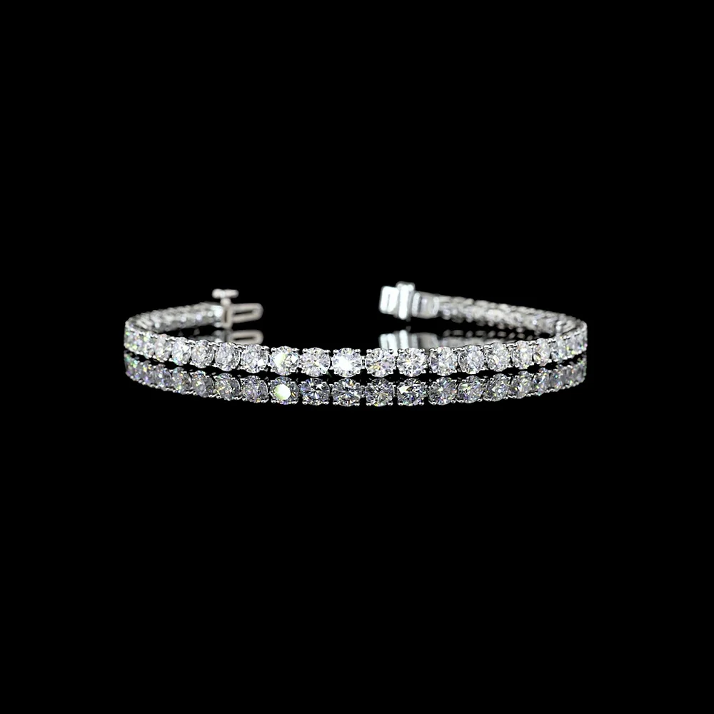 Platinum Tennis Bracelet with 42 Prong-Set Round Lab Grown Diamonds - E-F VS1 Clarity, 7.36 Carat Total Diamond Weight - Covaloro Fine Jewelry