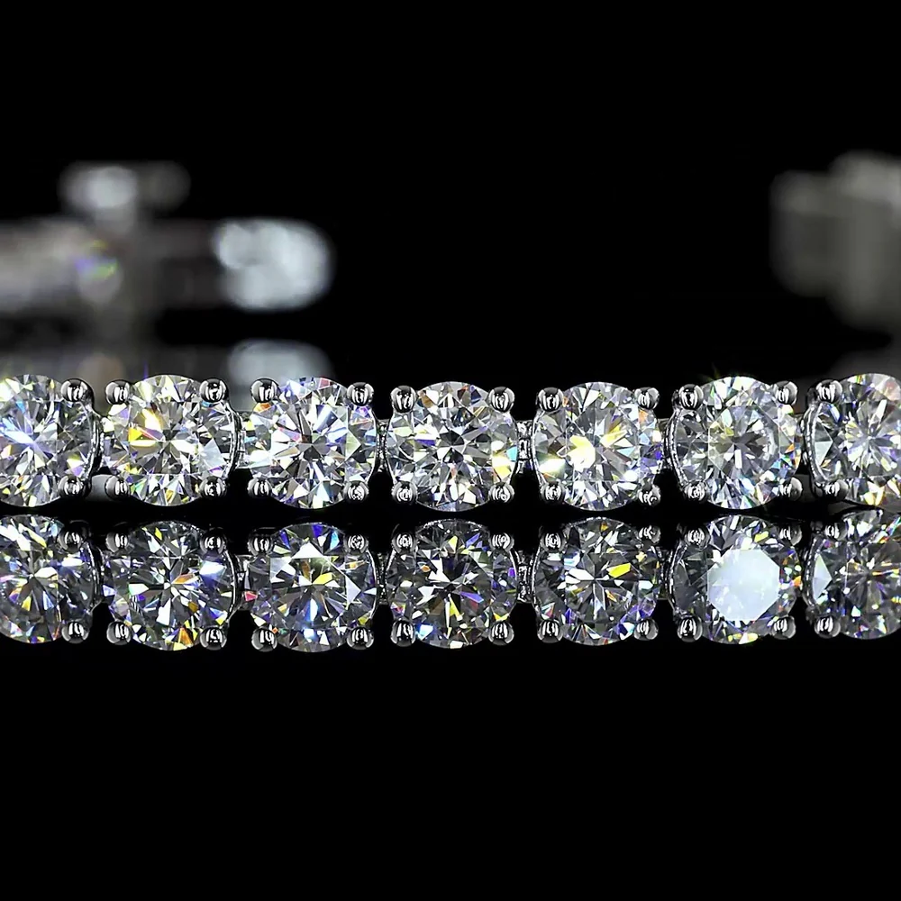 Platinum Tennis Bracelet with 5.98 Carats of Round Brilliant and Marquise Cut Lab Diamonds - F VS2 Clarity, Prong Set - Covaloro Fine Jewelry - Image 2