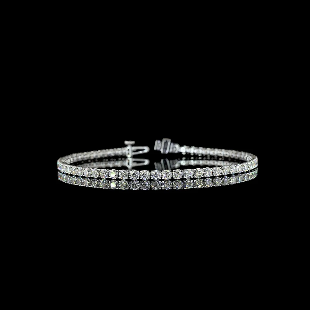 Platinum Tennis Bracelet with 59 Prong-Set Round Brilliant Cut Natural Diamonds - 5.18 Carat Total Weight, E-F VS+ Clarity - Covaloro Fine Jewelry