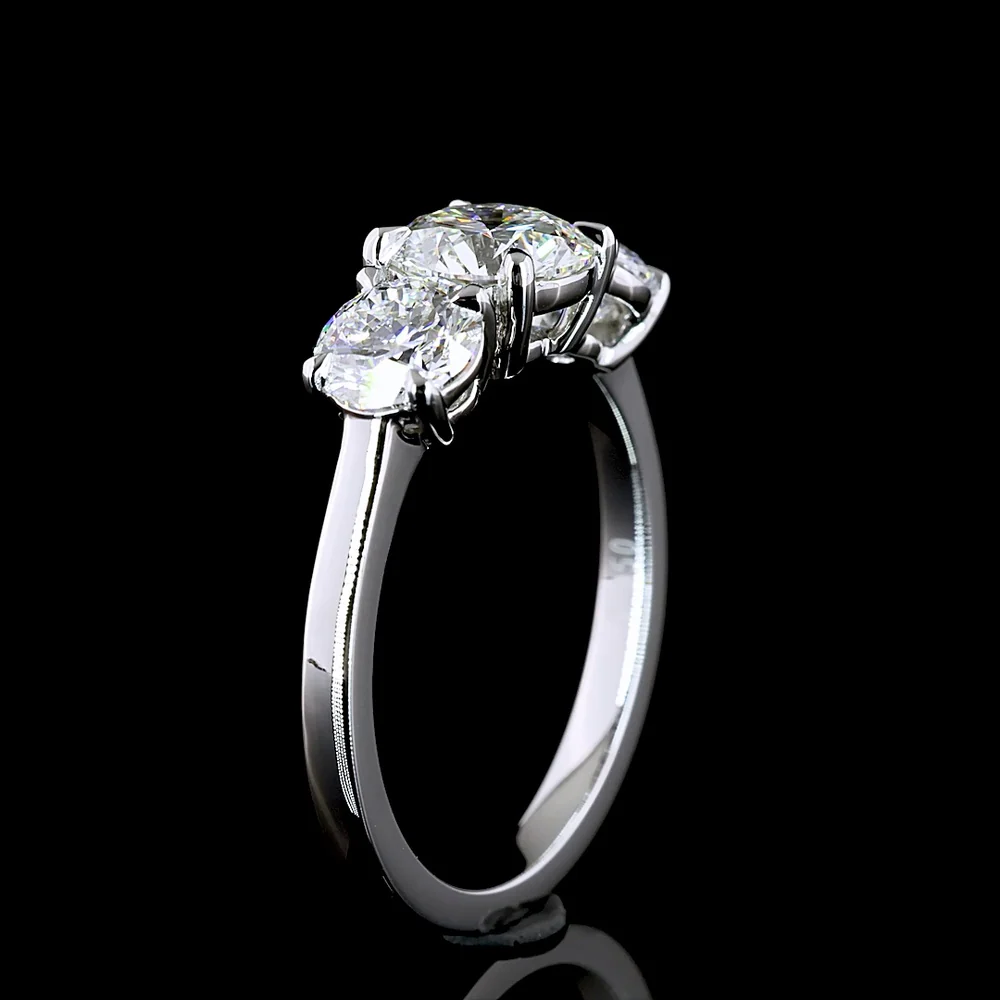Platinum Three-Stone Ring with Round Brilliant Lab Diamonds - 2.13 Carats Total Diamond Weight - Covaloro Fine Jewelry - Image 4