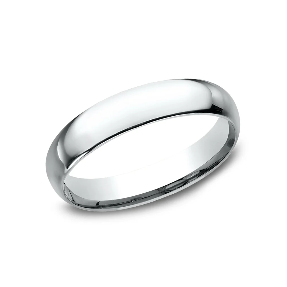 Regular Dome Comfort Fit Men's Wedding Band in 14K White Gold - 4mm Width by Benchmark