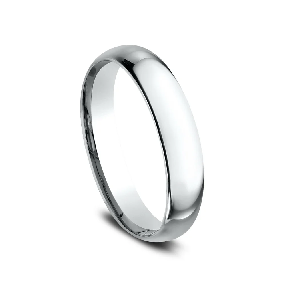 Regular Dome Comfort Fit Men's Wedding Band in 14K White Gold - 4mm Width by Benchmark - Image 2