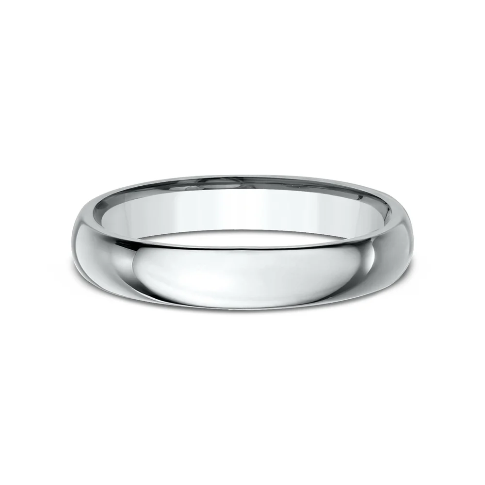 Regular Dome Comfort Fit Men's Wedding Band in 14K White Gold - 4mm Width by Benchmark - Image 3