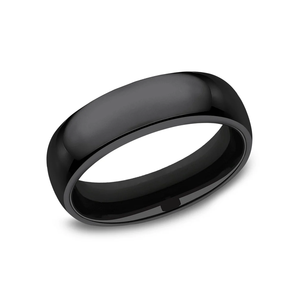 Regular Dome Comfort Fit Men's Wedding Band in Black Titanium - 6mm by Forge