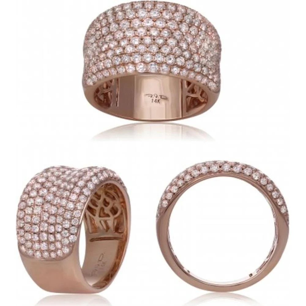 Roman & Jules - 14K Rose Gold 2.00 Carat Total Round Diamond Pave Band Ring