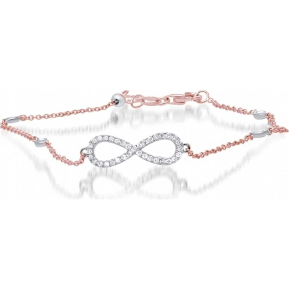Roman & Jules - 14K Rose Gold and White Gold Infinity Bracelet with Round Diamonds - 0.28 Carat Total Diamond Weight