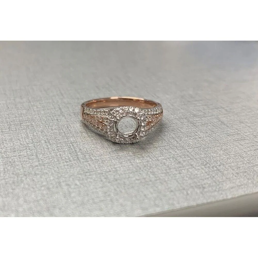 Roman & Jules - 14K Rose Gold and White Gold Round Pink Diamond Halo Ring - 0.36 Carat Total Diamond Weight