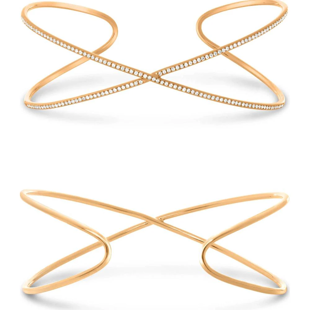Roman & Jules - 14K Rose Gold Bangle with 0.42 Carat Round Diamonds