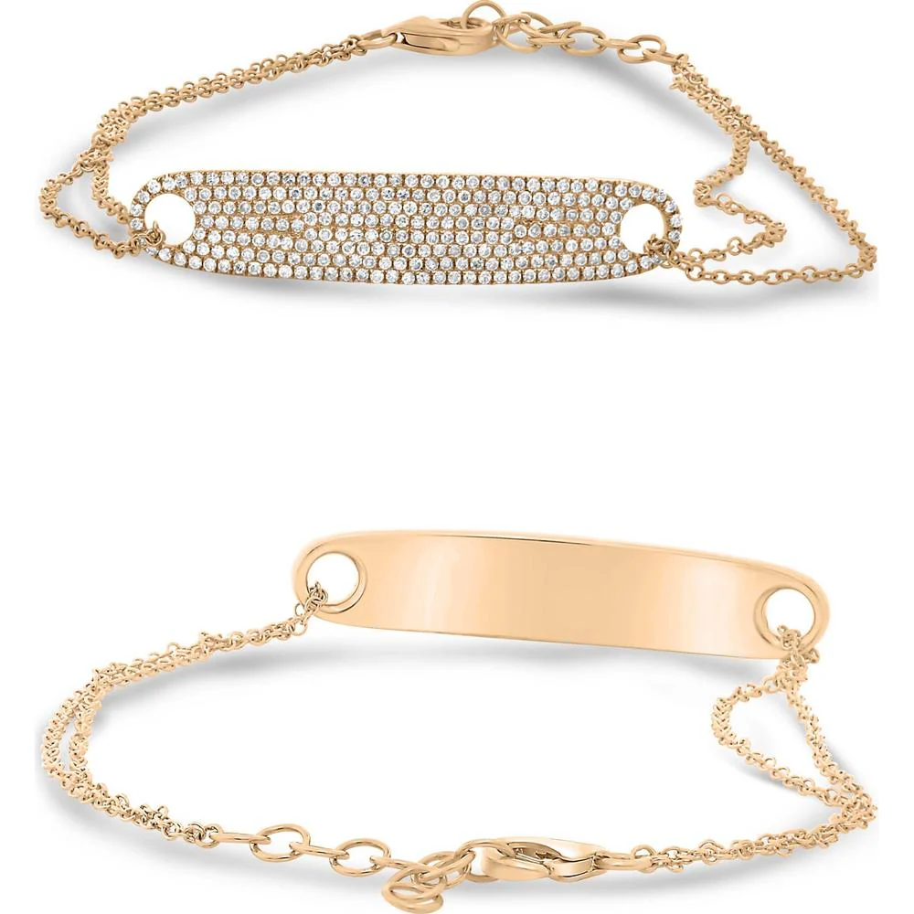 Roman & Jules - 14K Rose Gold Bracelet with 0.52 Carat Round Diamond Bar