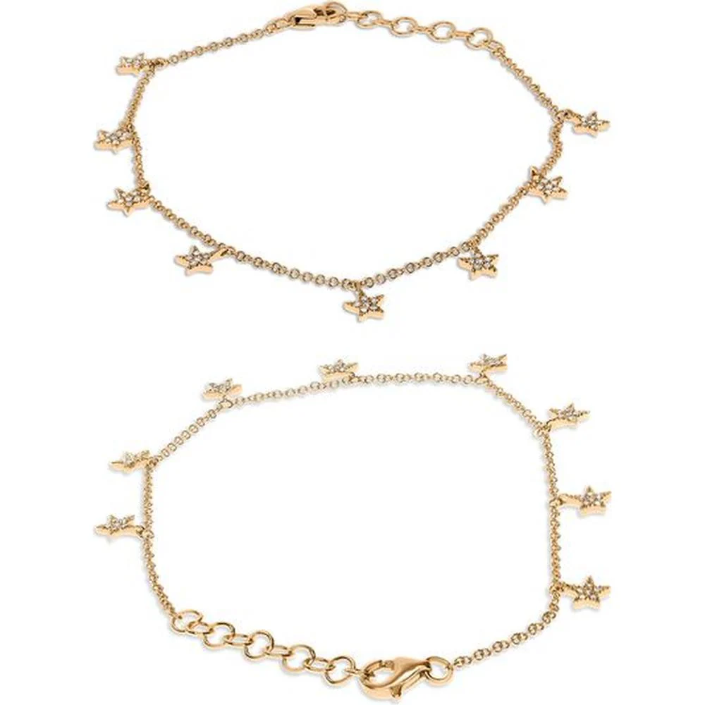 Roman & Jules - 14K Rose Gold Bracelet with Round Diamonds - 0.11 Carat Total Diamond Weight