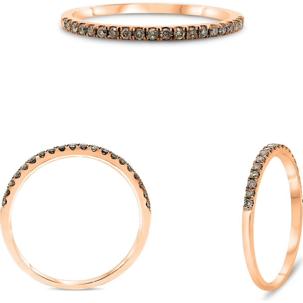 Roman & Jules - 14K Rose Gold Champagne Diamond Band Ring - 0.15 Carat Total Diamond Weight