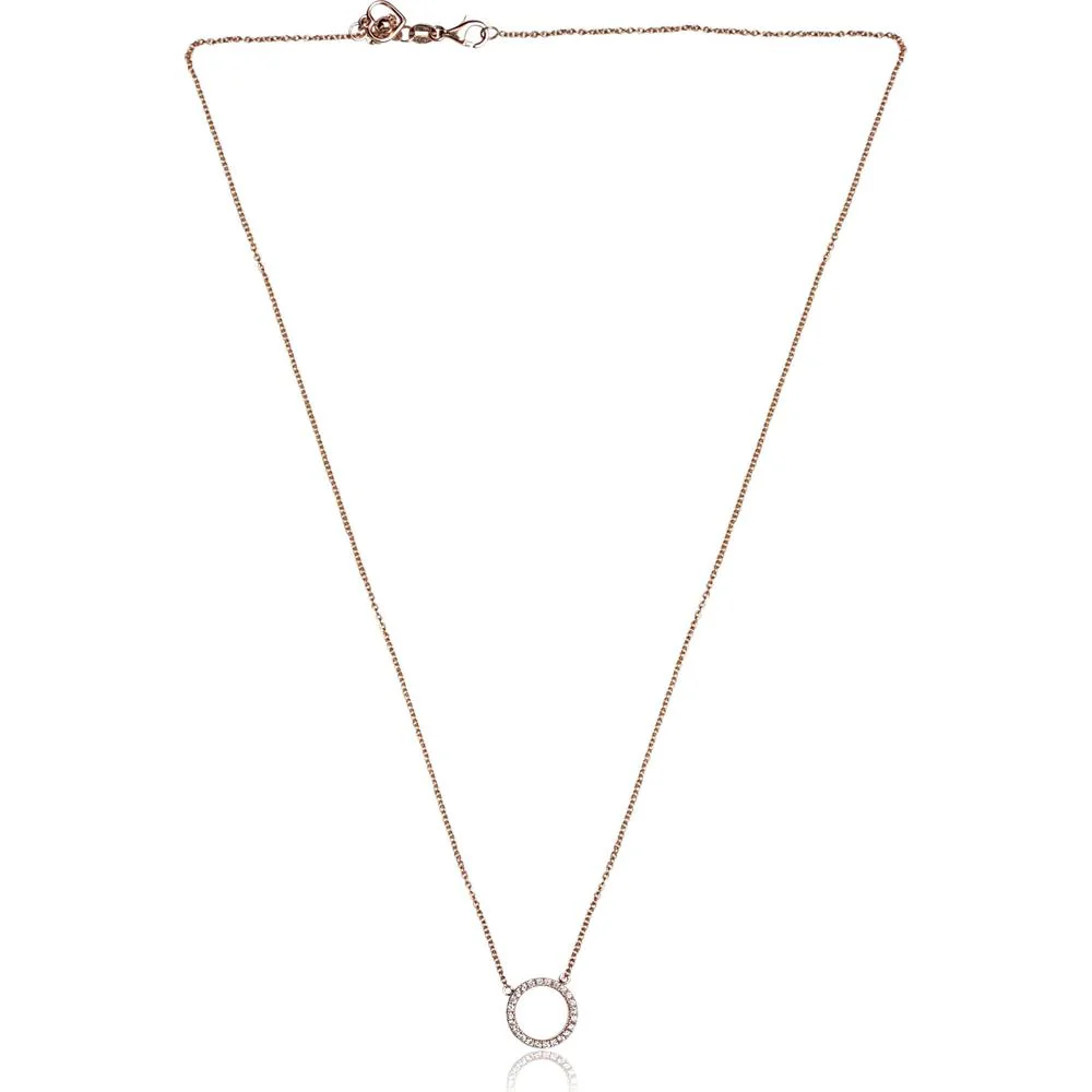 Roman & Jules - 14K Rose Gold Circle Diamond Necklace - 0.18 Carat Total Diamond Weight
