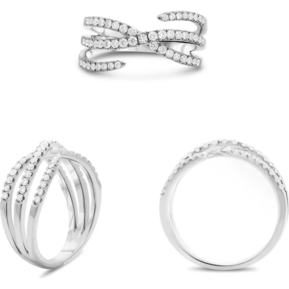 Roman & Jules - 14K Rose Gold Diamond Band Ring with Intertwining Design - 0.48 Carat Total Diamond Weight
