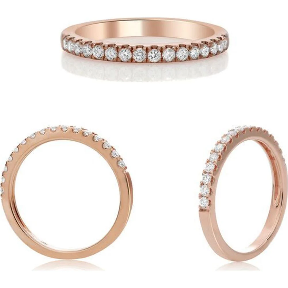 Roman & Jules - 14K Rose Gold Diamond Band with Round Brilliant Cut Diamonds - 0.30 Carat Total Diamond Weight