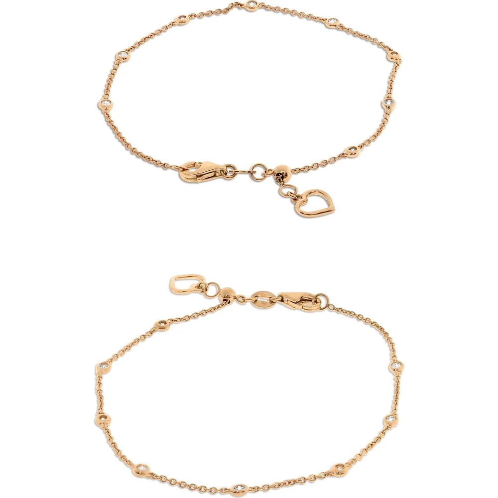 Roman & Jules - 14K Rose Gold Diamond Bracelet with 0.20 Carat Round Diamonds - Bezel Set