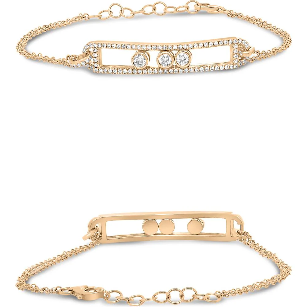 Roman & Jules - 14K Rose Gold Diamond Bracelet with Three Round Diamonds - 0.24 Carat Total Diamond Weight