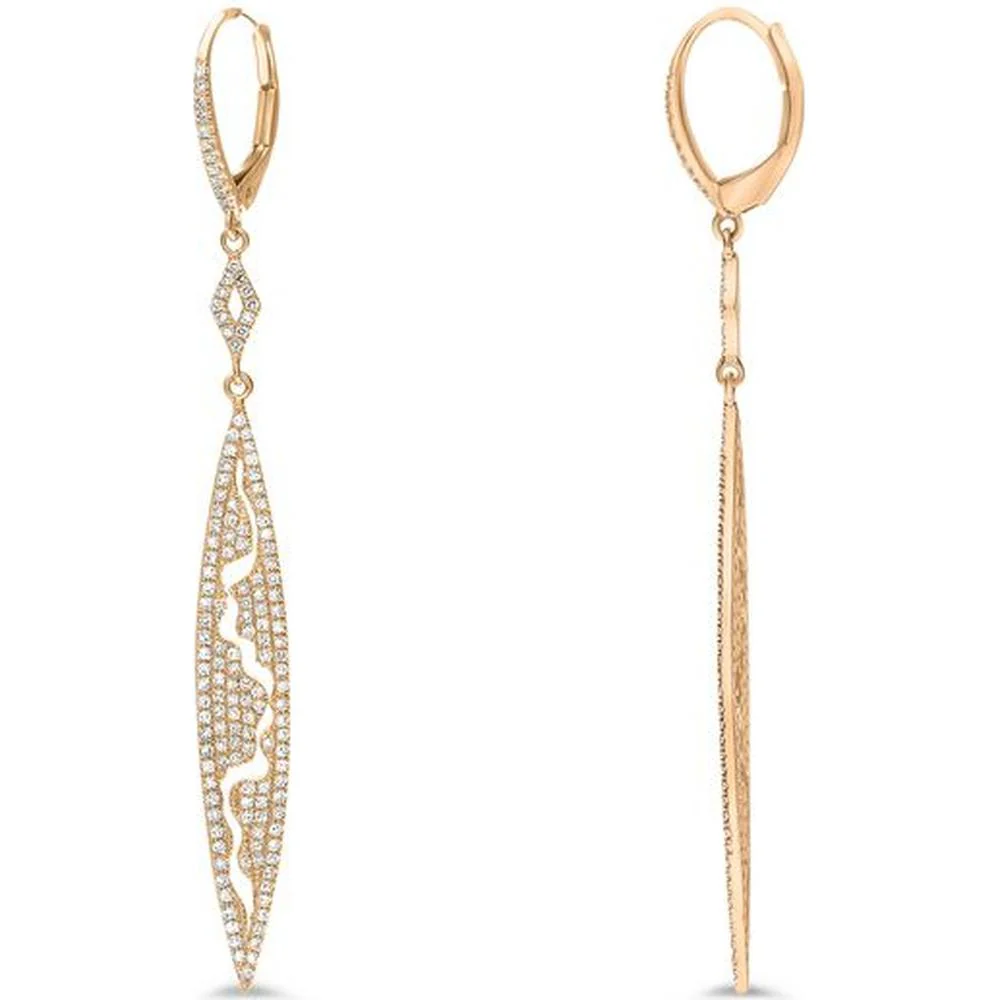 Roman & Jules - 14K Rose Gold Diamond Drop Earrings - 0.65 Carat Total Diamond Weight