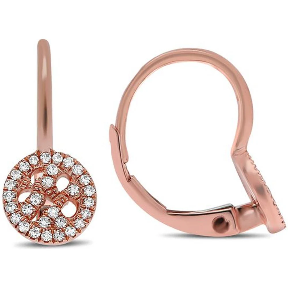 Roman & Jules - 14K Rose Gold Diamond Drop Earrings with Round 0.14 Carat Total Diamond Weight
