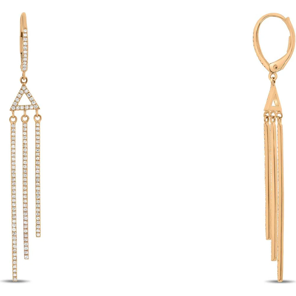 Roman & Jules - 14K Rose Gold Diamond Geometric Earrings with Micropavé Set Round Diamonds - 1.10 Carat Total Diamond Weight