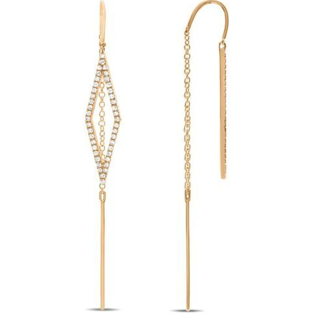 Roman & Jules - 14K Rose Gold Diamond Geometric Earrings with Round Diamonds - 0.52 Carat Total Diamond Weight