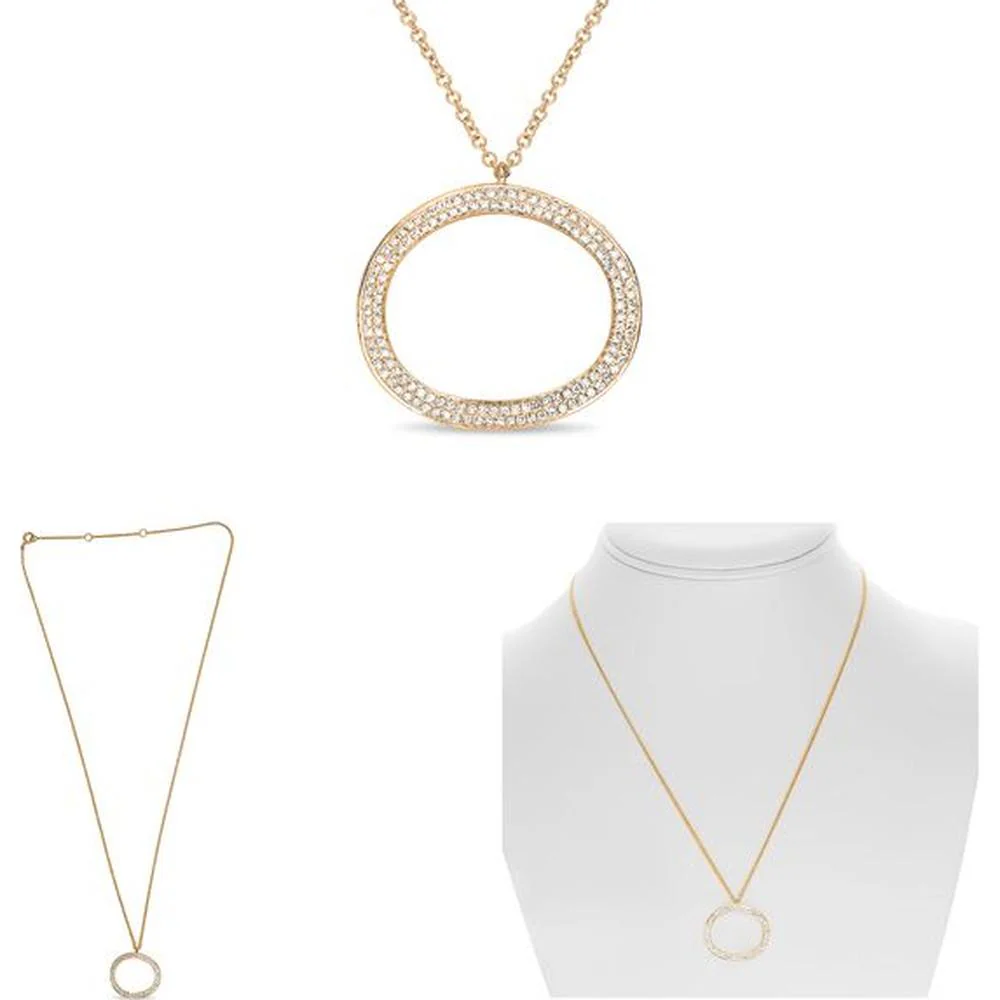 Roman & Jules - 14K Rose Gold Diamond Necklace with Pave-Set Round Diamonds - 0.27 Carat Total Diamond Weight