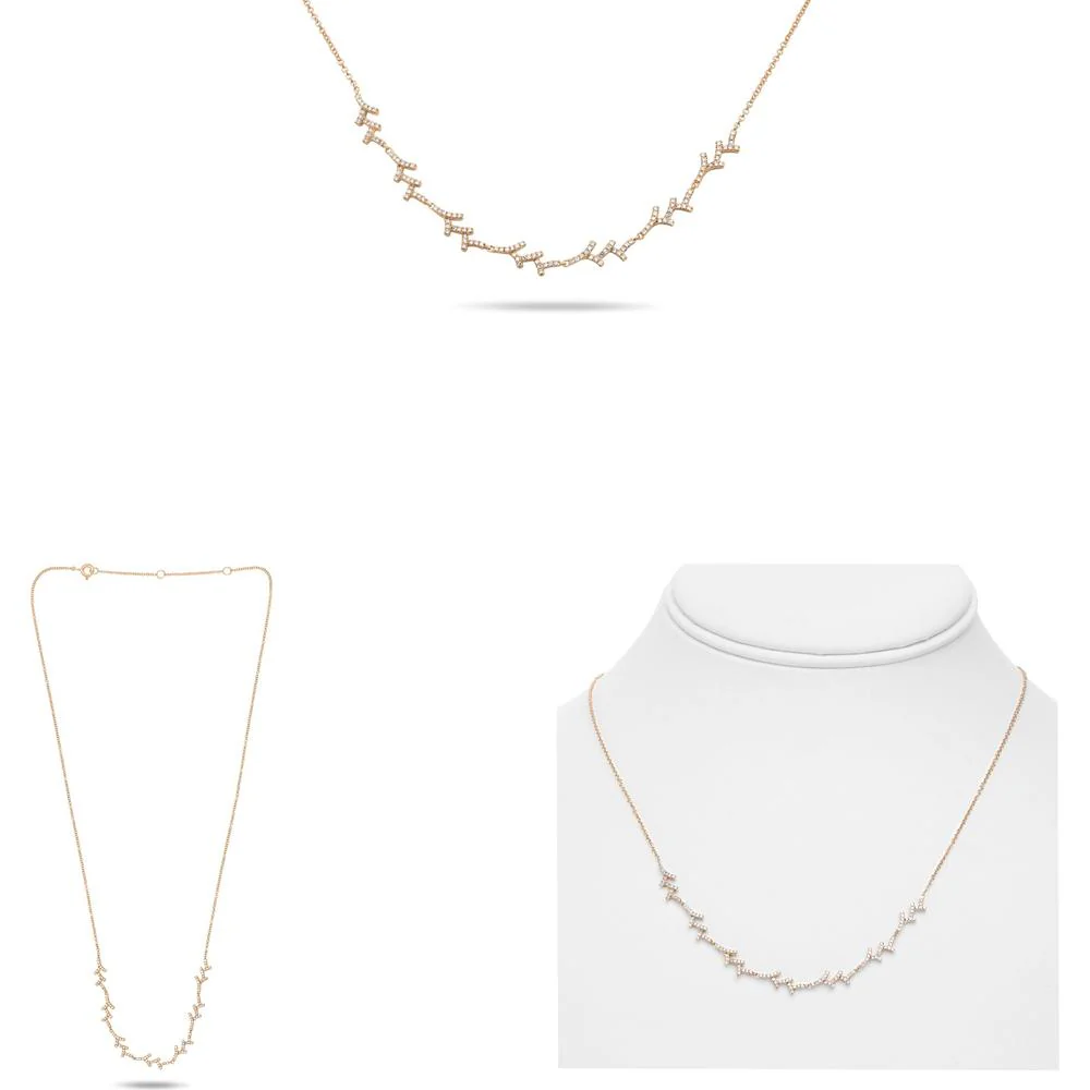 Roman & Jules - 14K Rose Gold Diamond Necklace with Round Brilliant Cut Diamonds - 0.34 Carat Total Diamond Weight