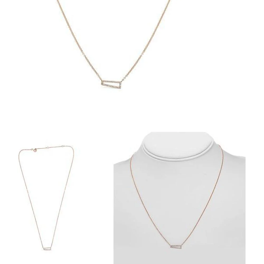 Roman & Jules - 14K Rose Gold Diamond Necklace with Round Diamonds - 0.07 Carat Total Diamond Weight