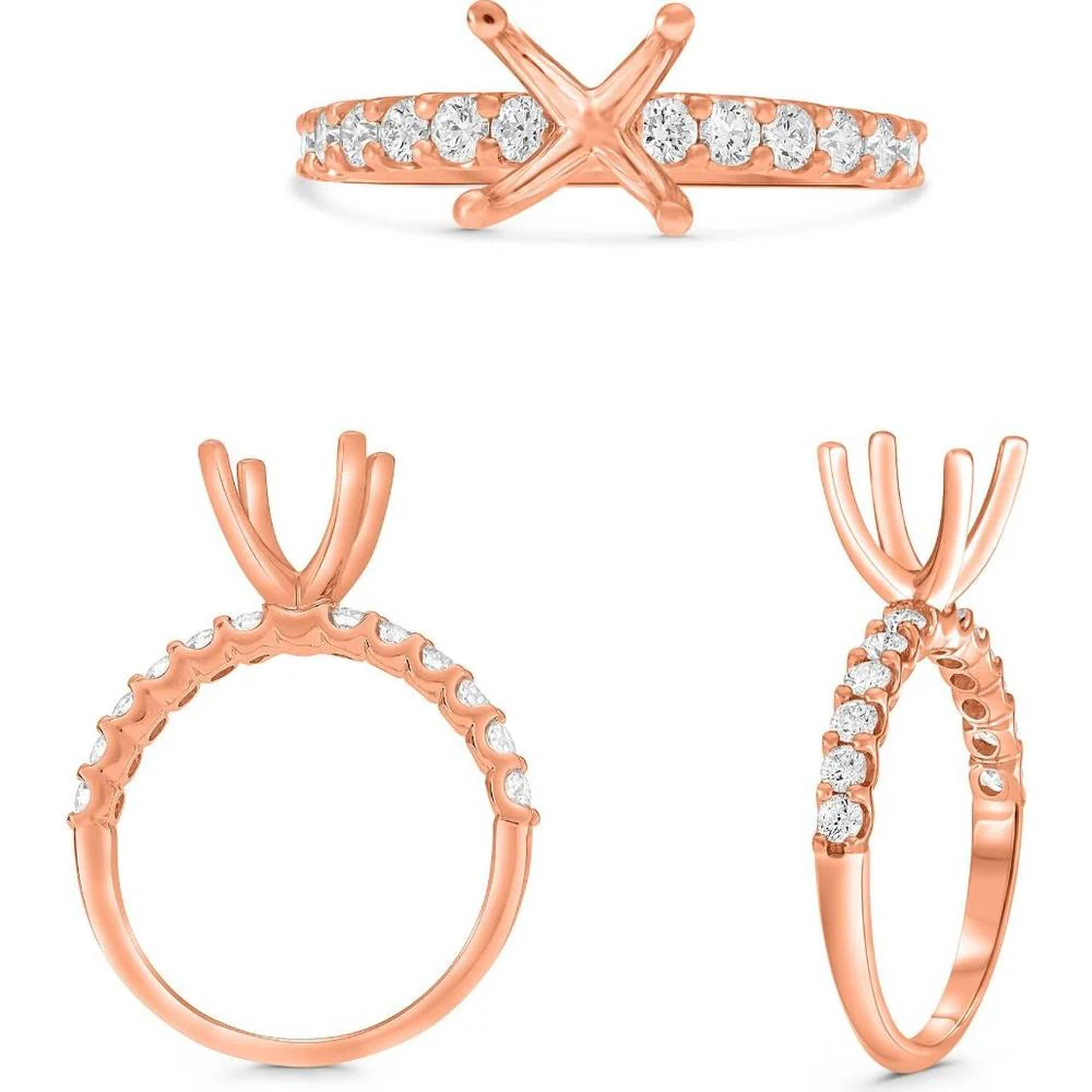 Roman & Jules - 14K Rose Gold Diamond Ring with Shared U-Prong Setting - 1.50 Carat Total Diamond Weight