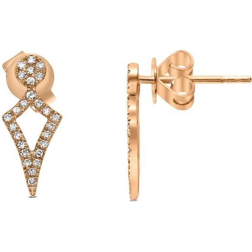 Roman & Jules - 14K Rose Gold Diamond Stud Earrings with Round Diamonds - 0.22 Carat Total Diamond Weight