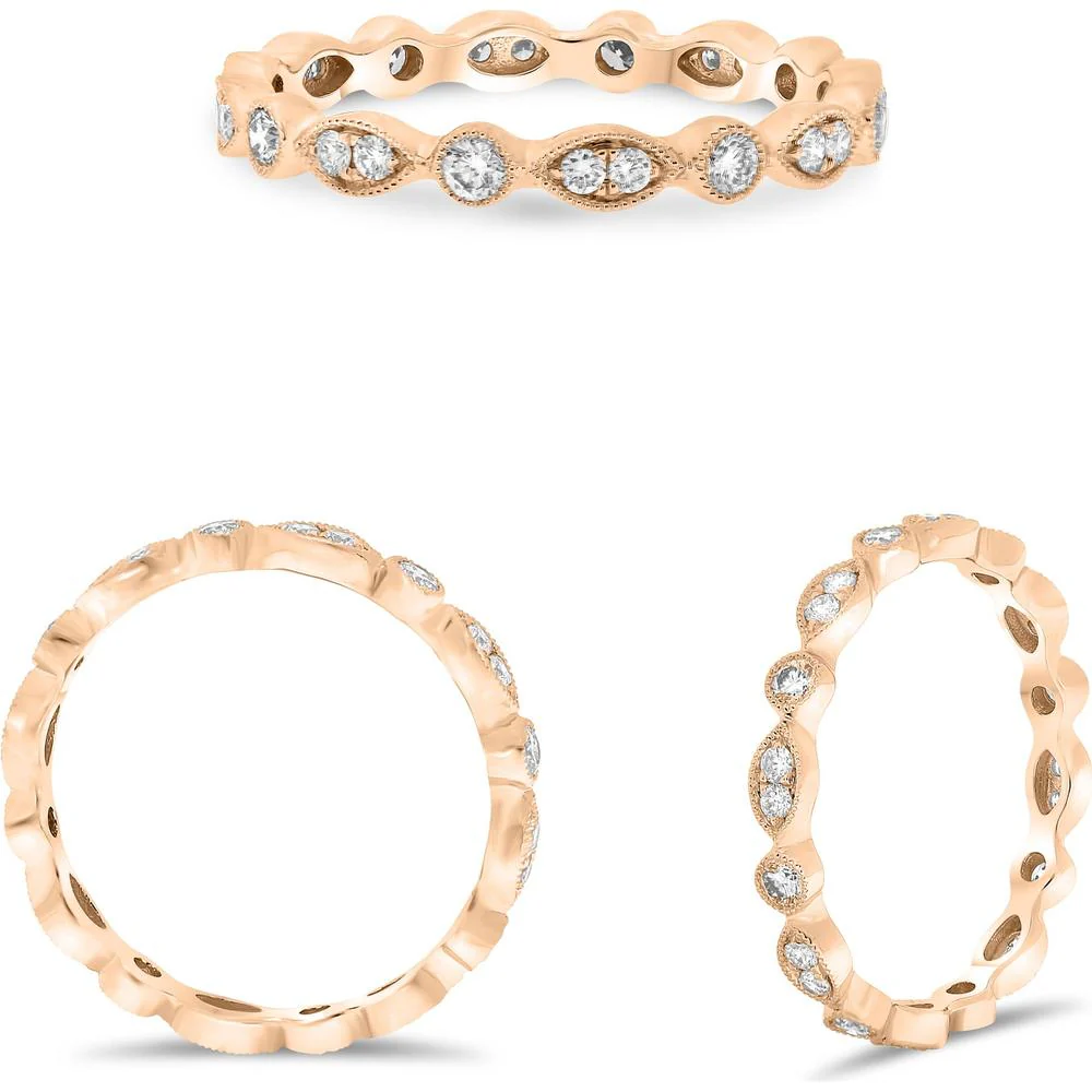 Roman & Jules - 14K Rose Gold Eternity Band with Round Brilliant Diamonds - 0.38 Carat Total Diamond Weight
