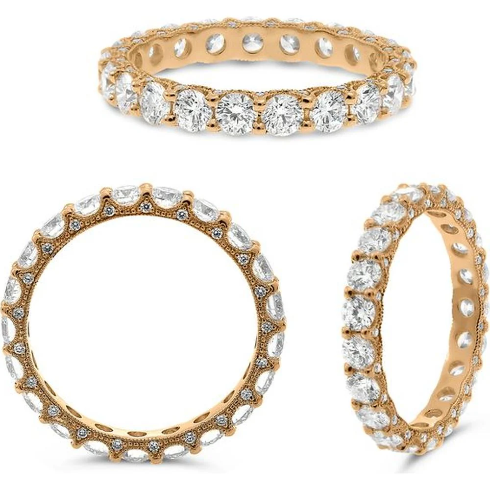 Roman & Jules - 14K Rose Gold Eternity Band with Round Diamonds - 1.95 Carat Total Diamond Weight