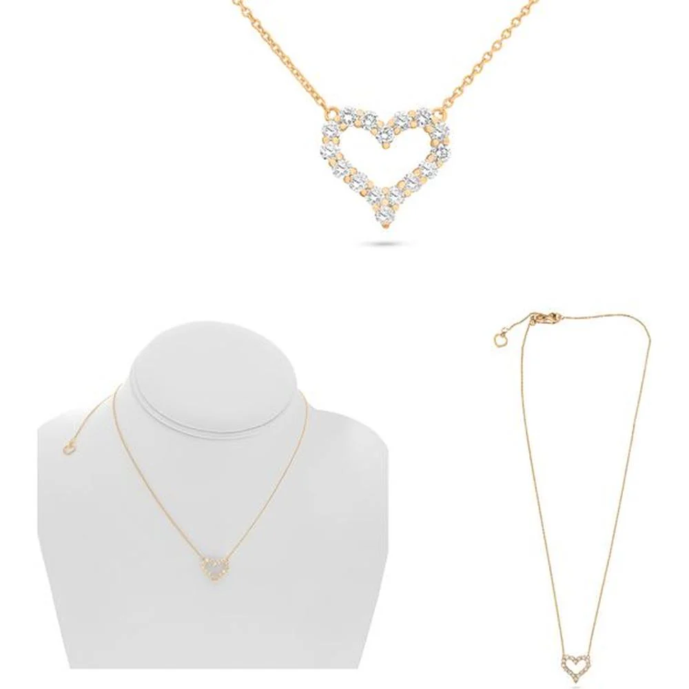 Roman & Jules - 14K Rose Gold Heart-Shaped Diamond Pendant Necklace with Round Diamonds - 0.67 Carat Total Diamond Weight