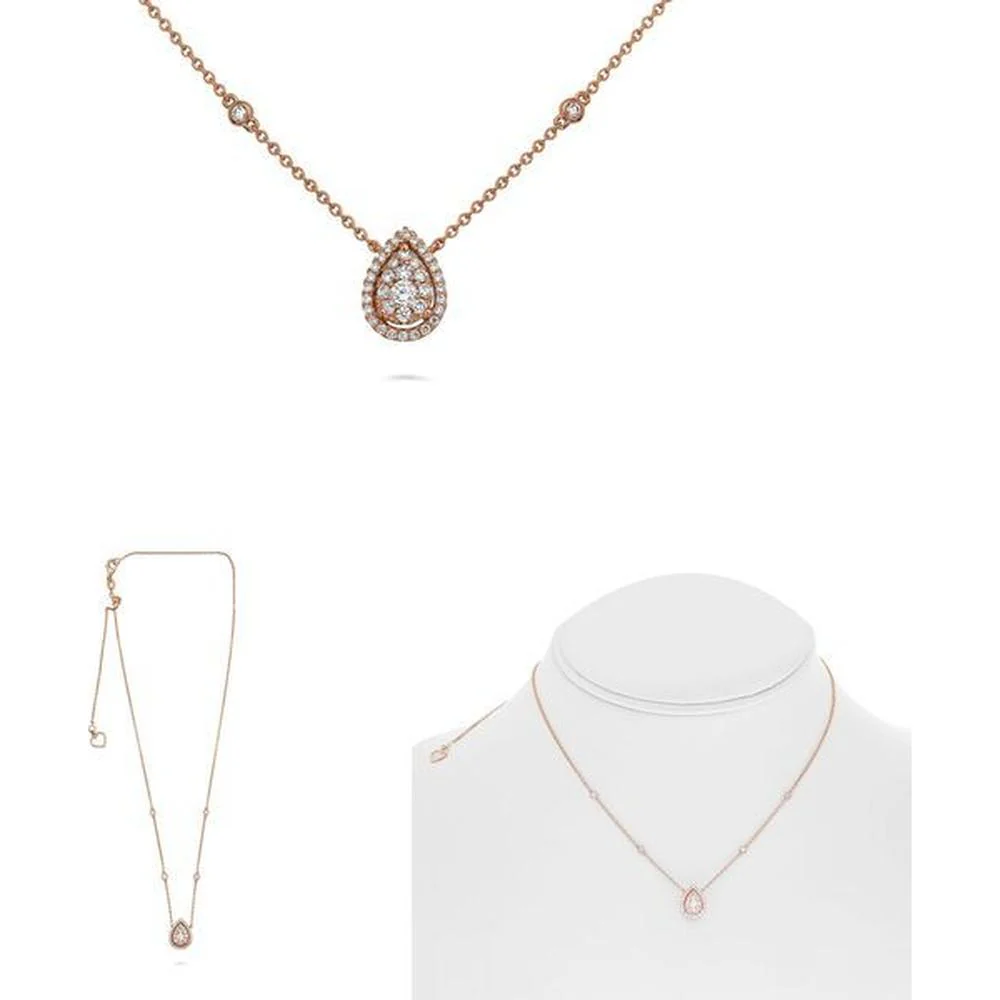 Roman & Jules - 14K Rose Gold Pear-Shaped Diamond Necklace with Cluster Design - 0.33 Carat Total Diamond Weight
