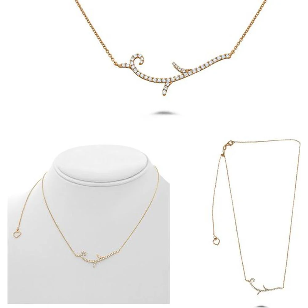 Roman & Jules - 14K Rose Gold Pendant Necklace with Round Diamonds - 0.31 Carat Total Diamond Weight